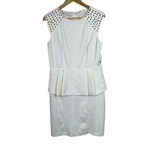 NWT Jessica Simpson Ivory Sleeveless Peplum Dress‎ with Gold Studs – Size 12